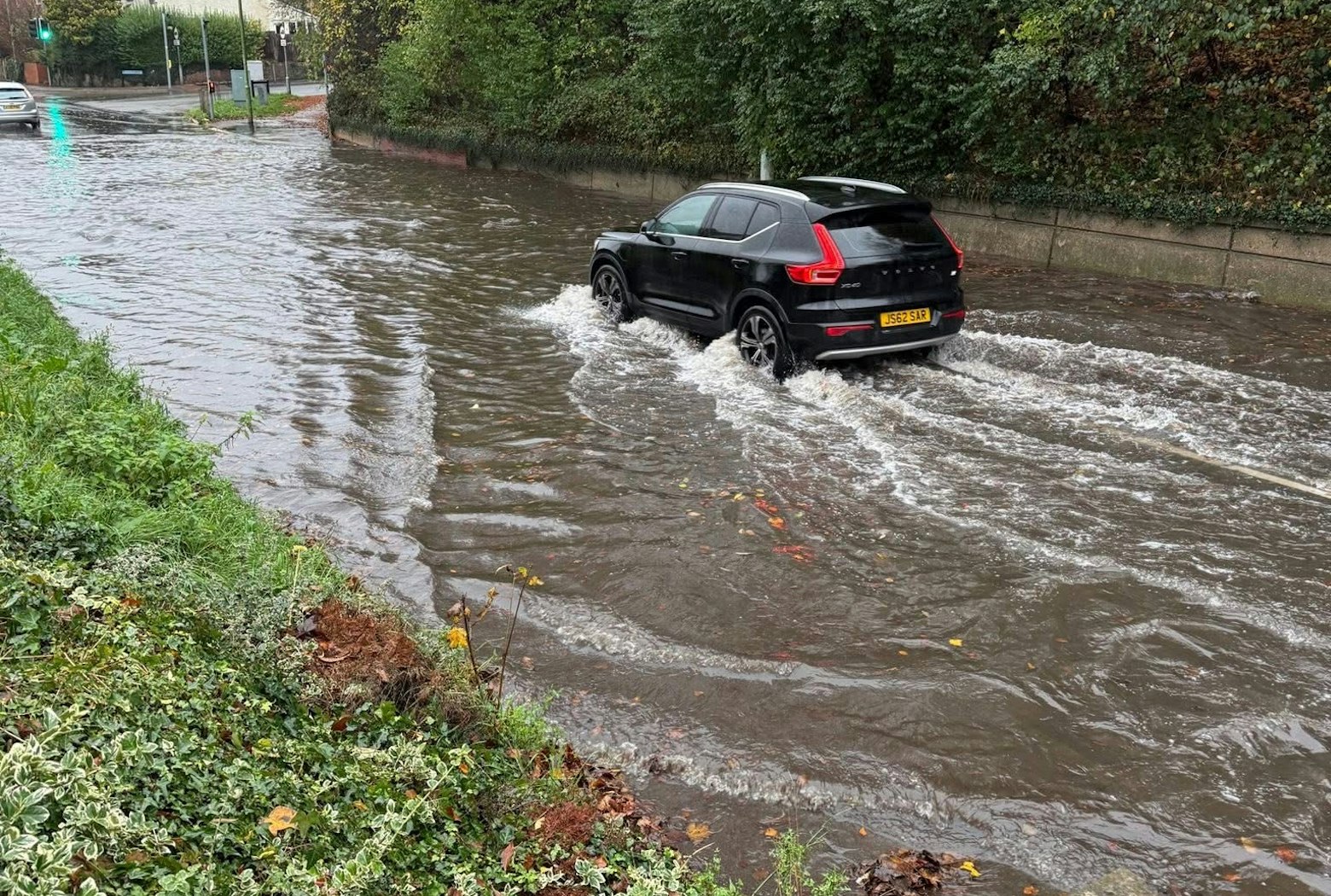 flooded road in hertfordshire
